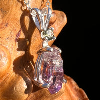 Moldavite & Amethyst Necklace Sterling Silver #7622-Moldavite Life