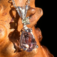 Moldavite & Amethyst Necklace Sterling Silver #7623-Moldavite Life