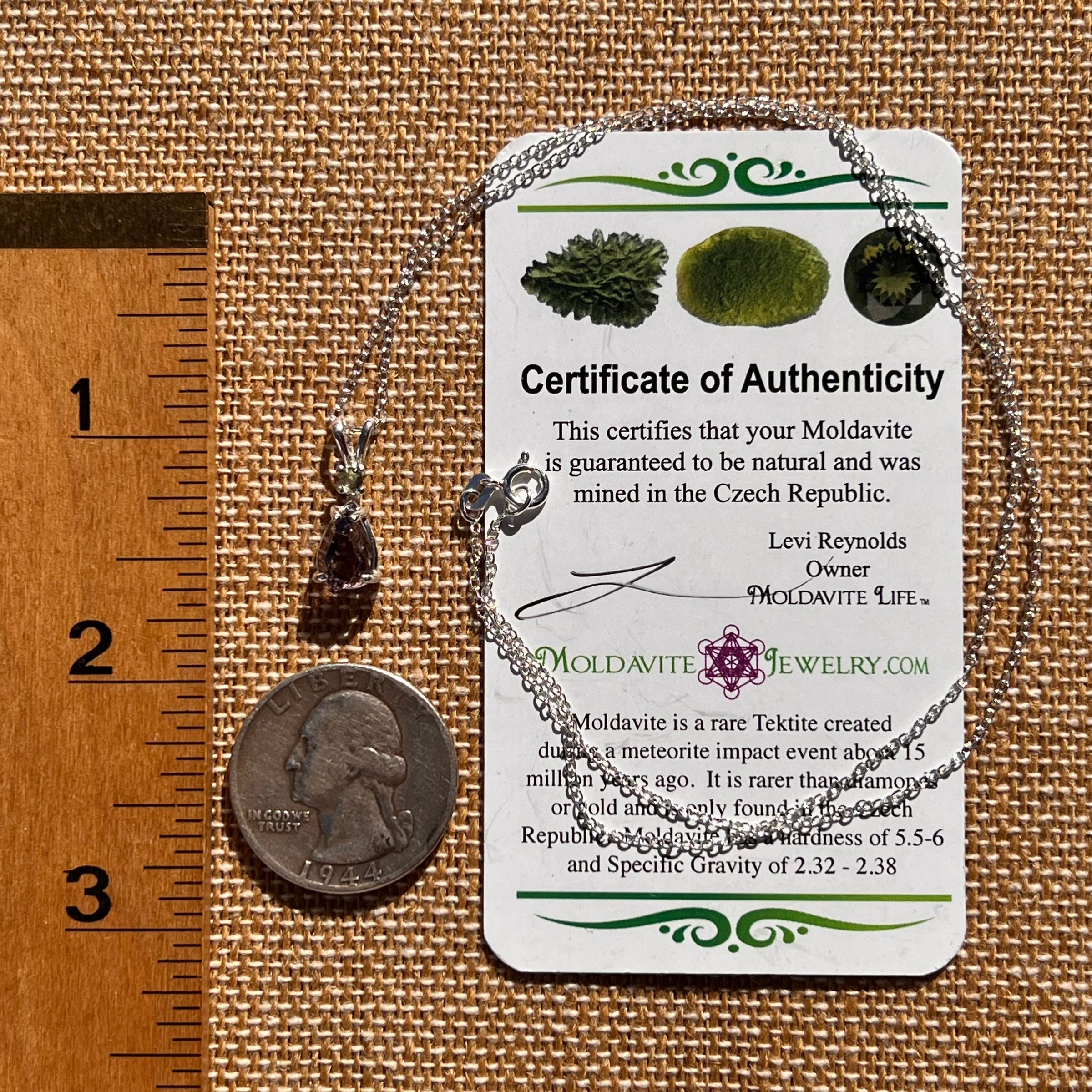 Moldavite & Amethyst Necklace Sterling Silver #7623-Moldavite Life