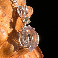 Moldavite & Amethyst Necklace Sterling Silver #7624-Moldavite Life