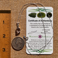 Moldavite & Amethyst Necklace Sterling Silver #7624-Moldavite Life
