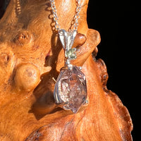 Moldavite & Amethyst Necklace Sterling Silver #7625-Moldavite Life