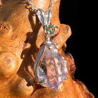 Moldavite & Amethyst Necklace Sterling Silver #7626-Moldavite Life