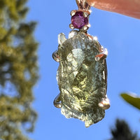Moldavite & Amethyst Necklace Sterling Silver #8785-Moldavite Life