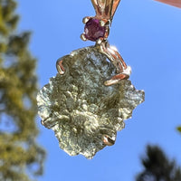 Moldavite & Amethyst Necklace Sterling Silver #8787-Moldavite Life