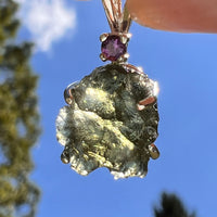 Moldavite & Amethyst Necklace Sterling Silver #8788-Moldavite Life