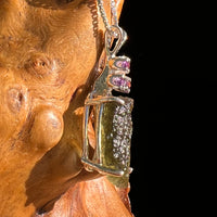 Moldavite & Amethyst Necklace Sterling Silver #8790-Moldavite Life