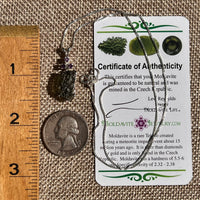 Moldavite & Amethyst Necklace Sterling Silver #8790-Moldavite Life