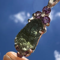 Moldavite & Amethyst Pendant Sterling Silver #6711-Moldavite Life