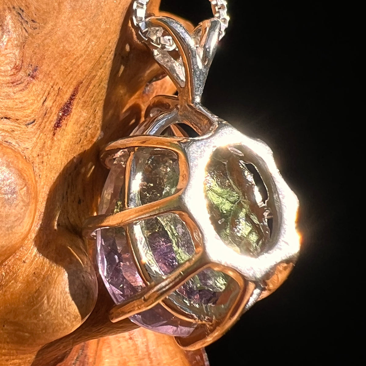 Moldavite & Ametrine Pendant Sterling Silver #8869-Moldavite Life