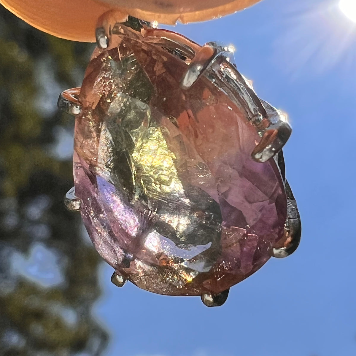 Moldavite & Ametrine Pendant Sterling Silver #8869-Moldavite Life