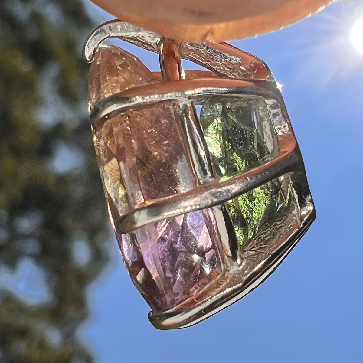Moldavite & Ametrine Pendant Sterling Silver #8869-Moldavite Life