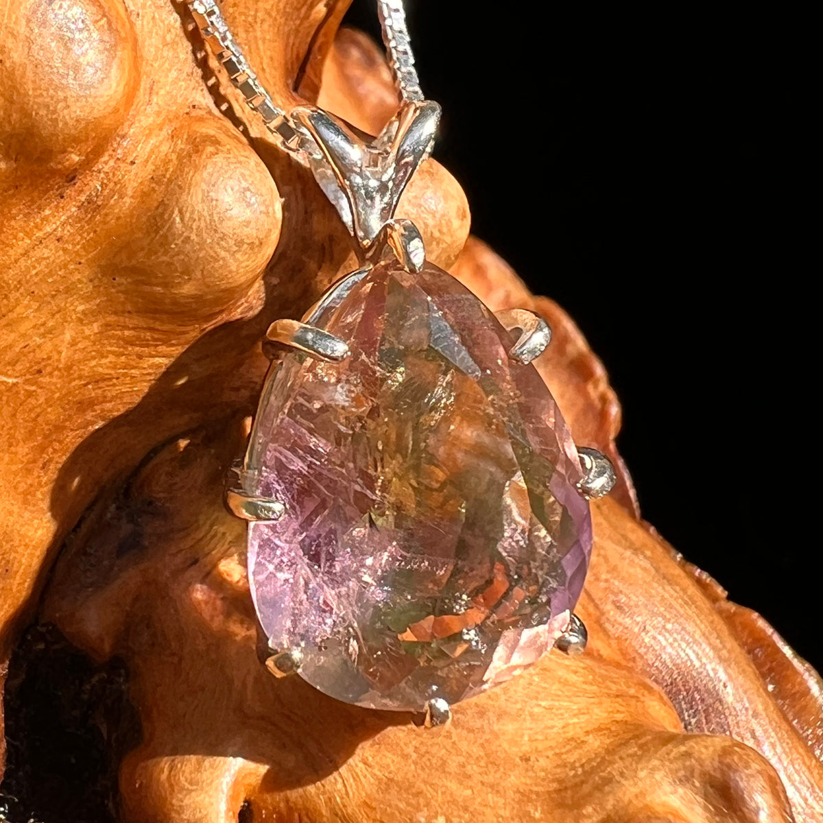 Moldavite & Ametrine Pendant Sterling Silver #8869-Moldavite Life