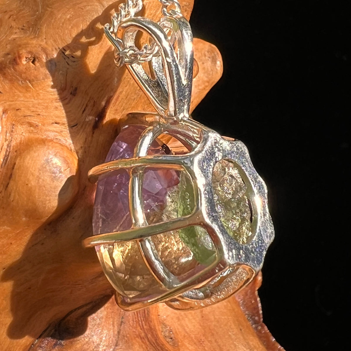 Moldavite & Ametrine Pendant Sterling Silver #8870-Moldavite Life