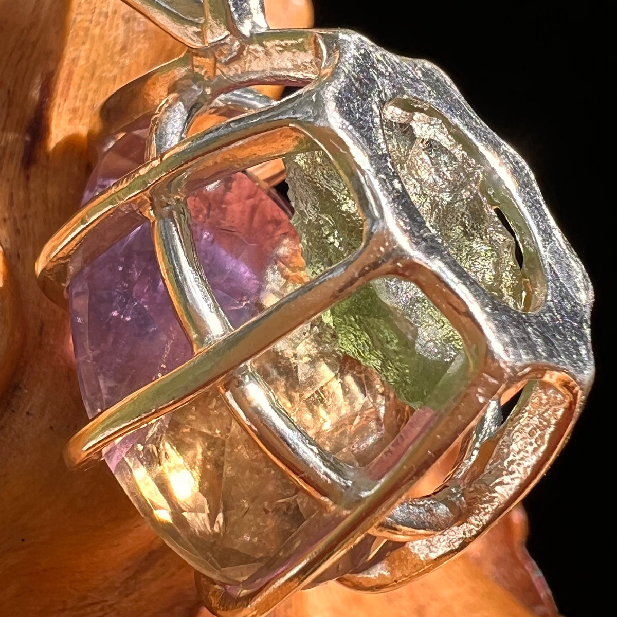 Moldavite & Ametrine Pendant Sterling Silver #8870-Moldavite Life