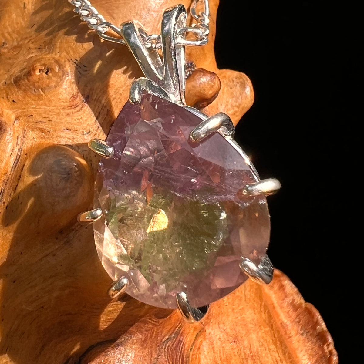 Moldavite & Ametrine Pendant Sterling Silver #8870-Moldavite Life