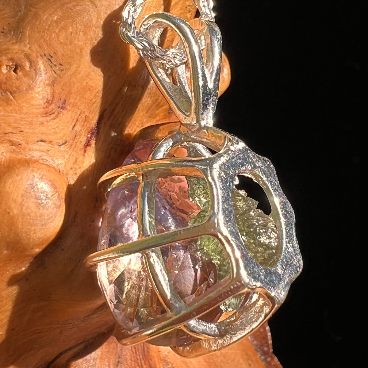 Moldavite & Ametrine Pendant Sterling Silver #8871-Moldavite Life