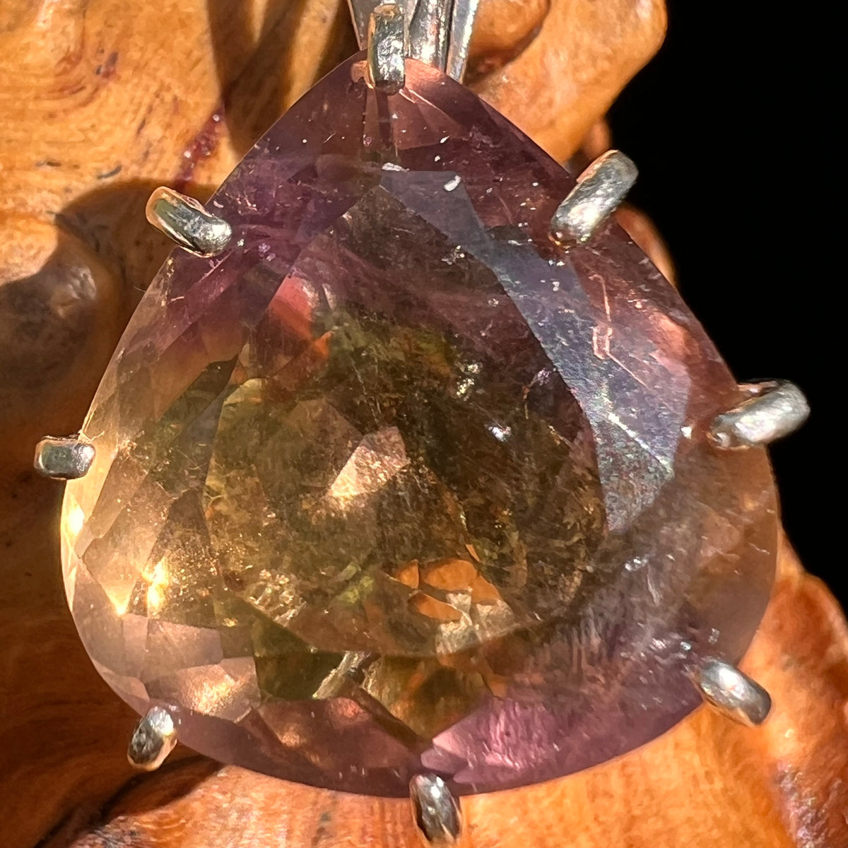 Moldavite & Ametrine Pendant Sterling Silver #8872-Moldavite Life