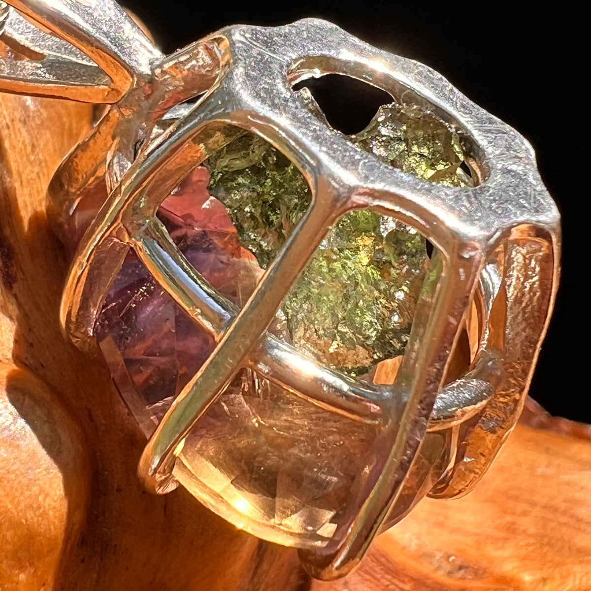 Moldavite & Ametrine Pendant Sterling Silver #8872-Moldavite Life