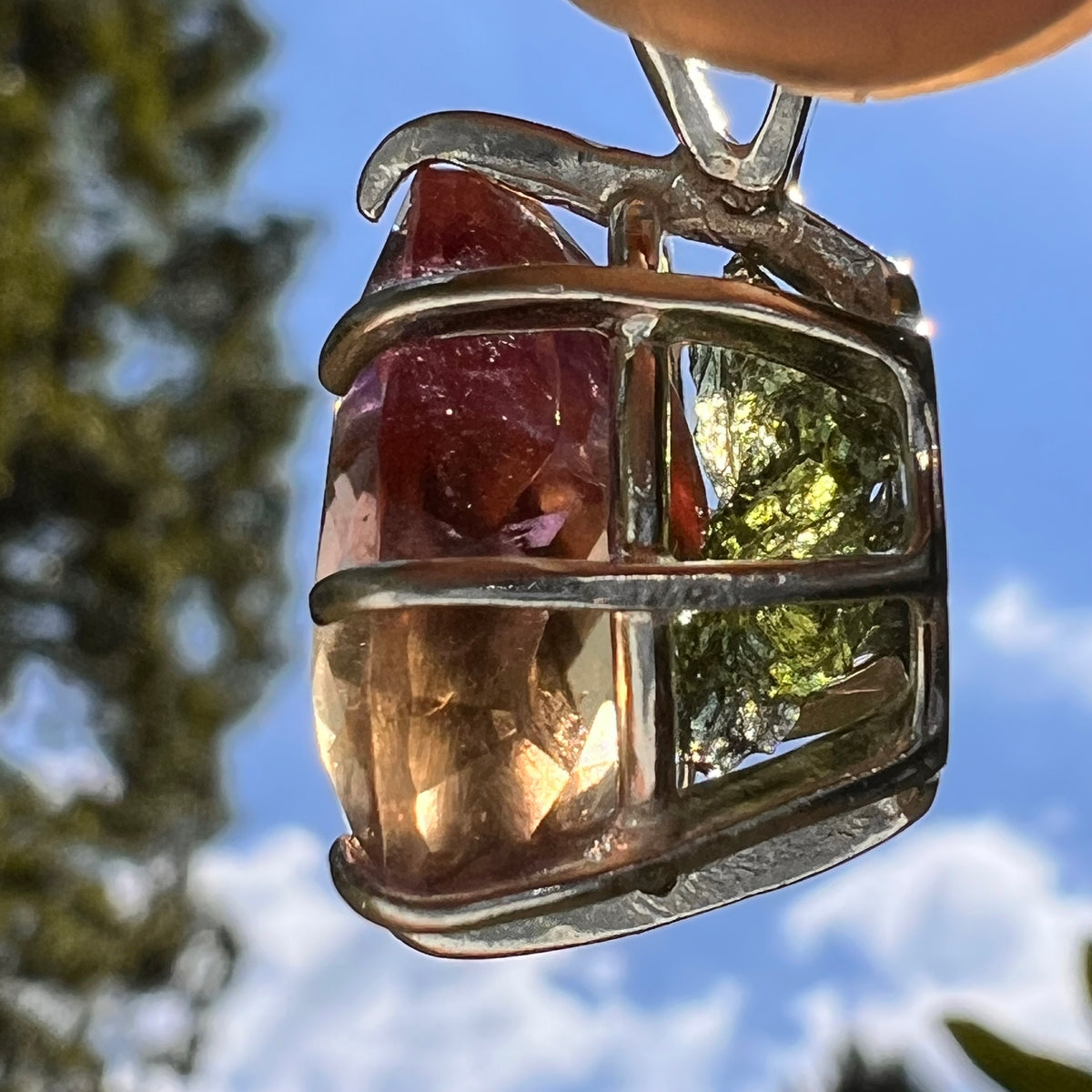 Moldavite & Ametrine Pendant Sterling Silver #8872-Moldavite Life