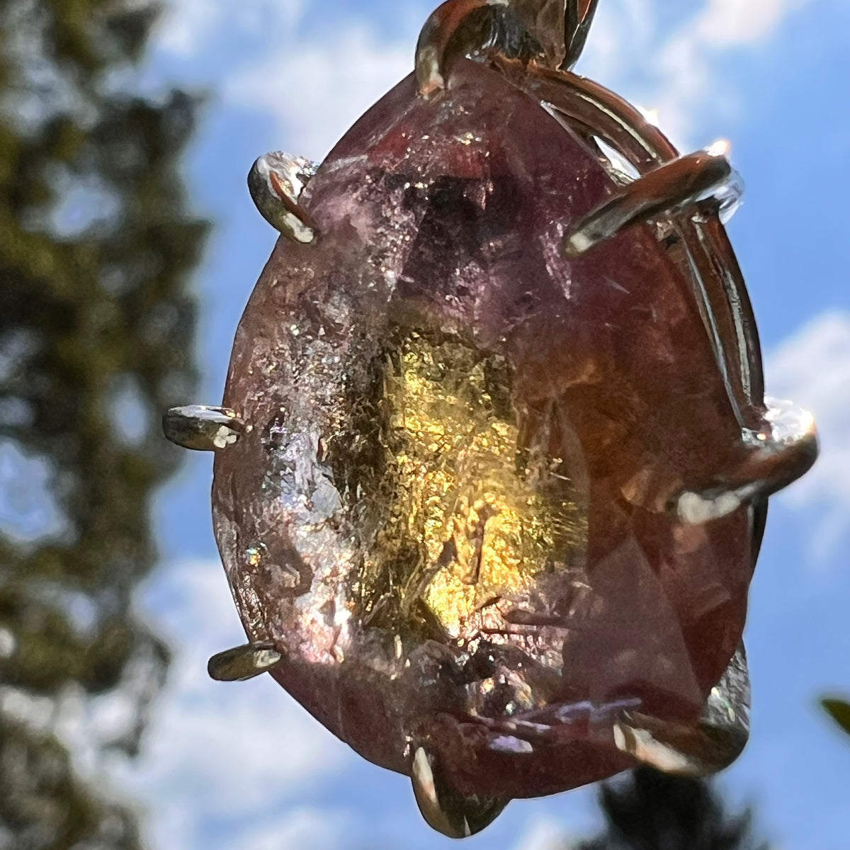 Moldavite & Ametrine Pendant Sterling Silver #8873-Moldavite Life
