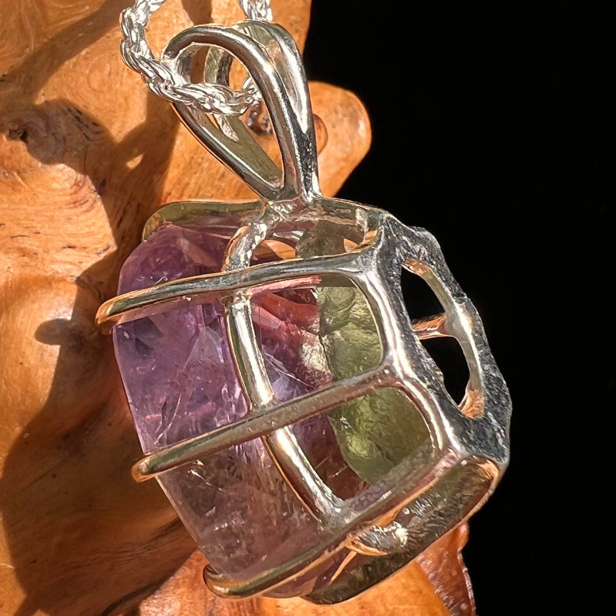 Moldavite & Ametrine Pendant Sterling Silver #8874-Moldavite Life