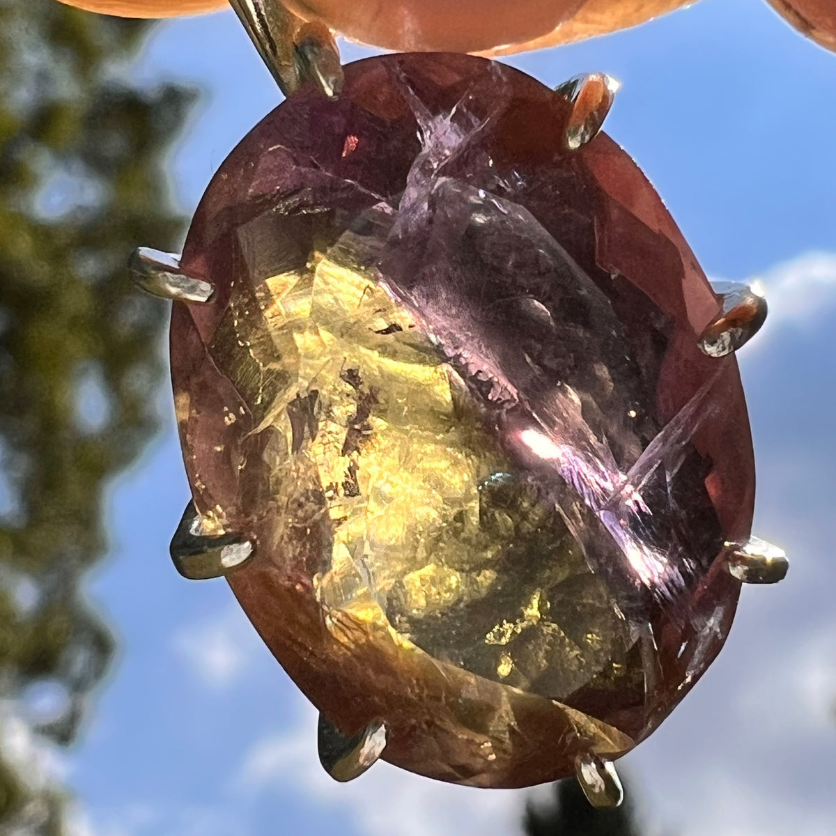 Moldavite & Ametrine Pendant Sterling Silver #8875-Moldavite Life