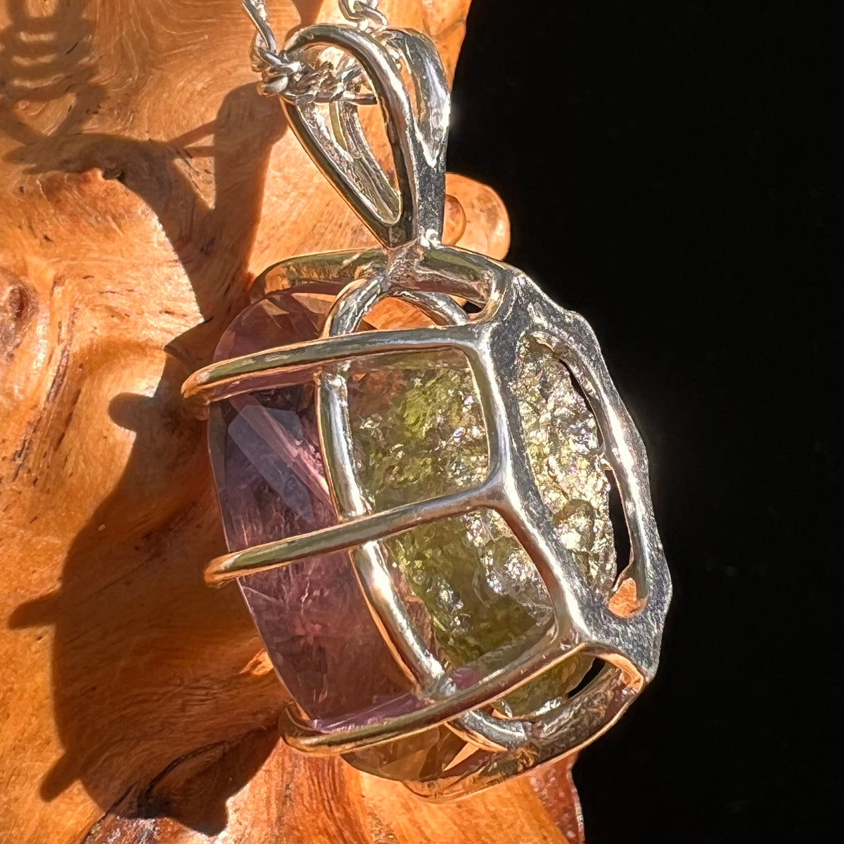 Moldavite & Ametrine Pendant Sterling Silver #8875-Moldavite Life