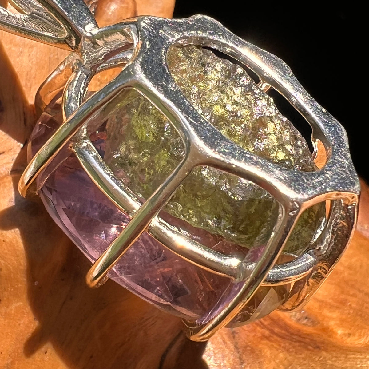 Moldavite & Ametrine Pendant Sterling Silver #8875-Moldavite Life