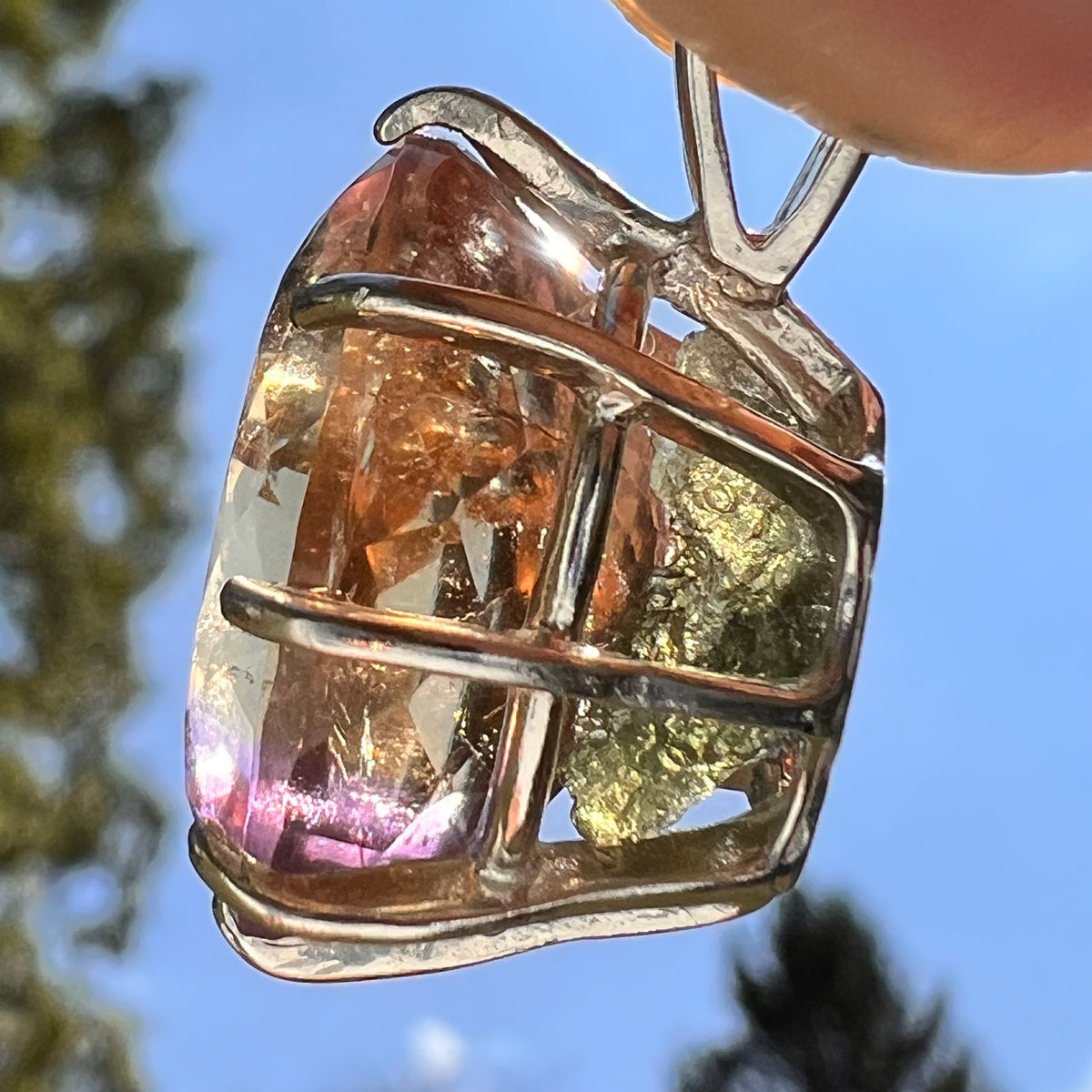 Moldavite & Ametrine Pendant Sterling Silver #8876-Moldavite Life