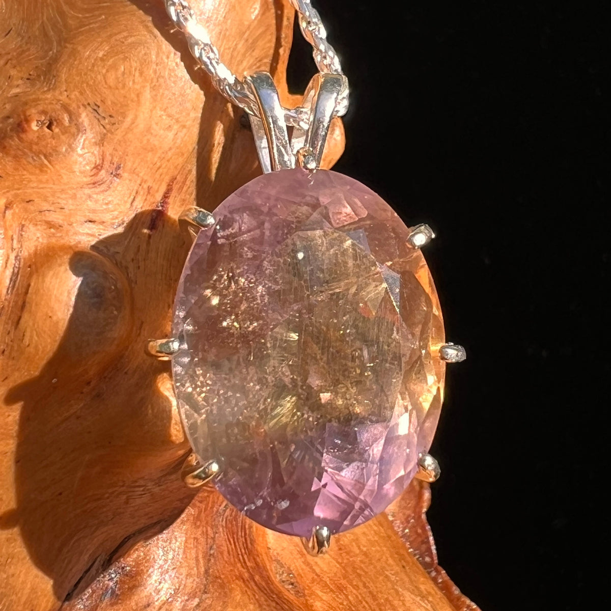 Moldavite & Ametrine Pendant Sterling Silver #8876-Moldavite Life