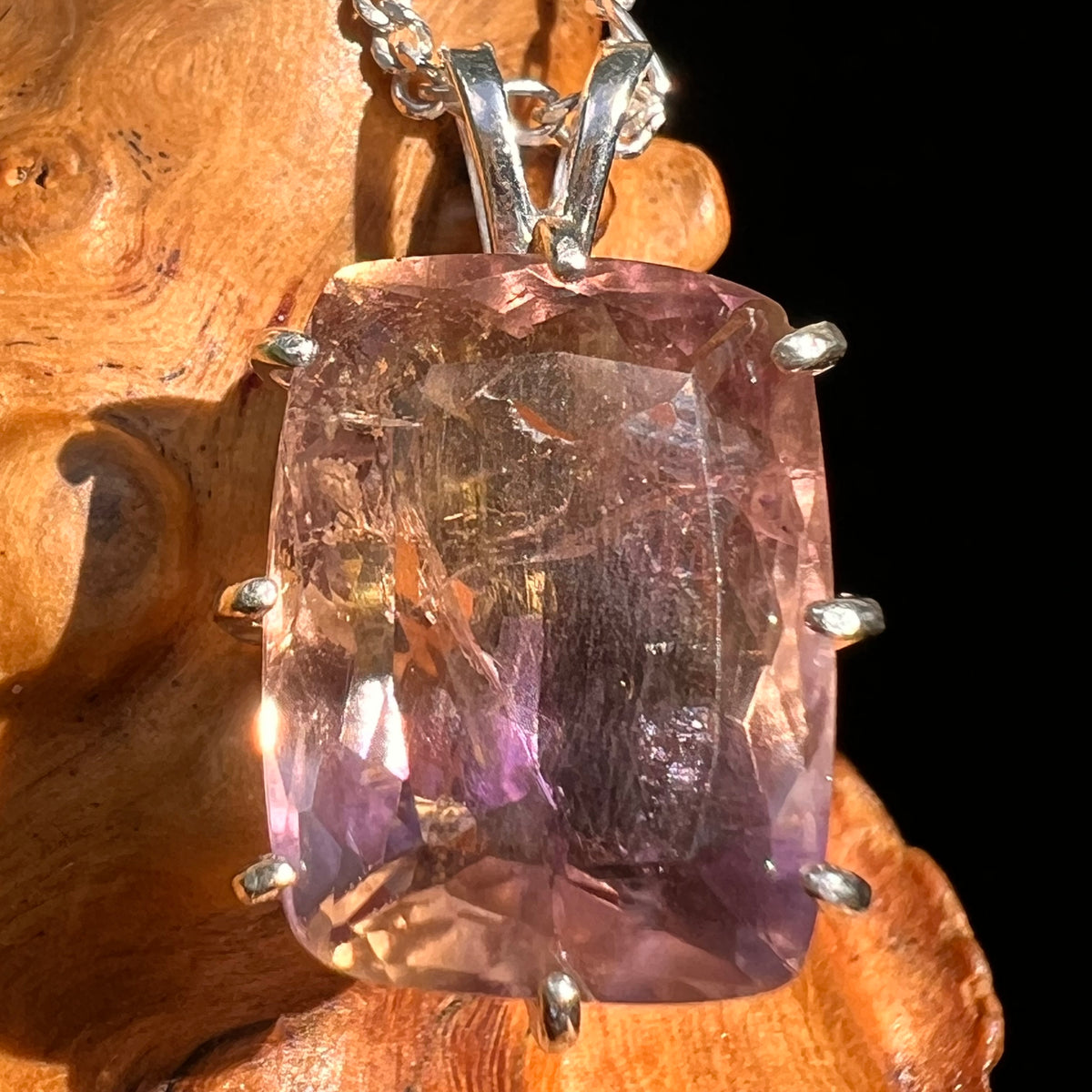 Moldavite & Ametrine Pendant Sterling Silver #8877-Moldavite Life