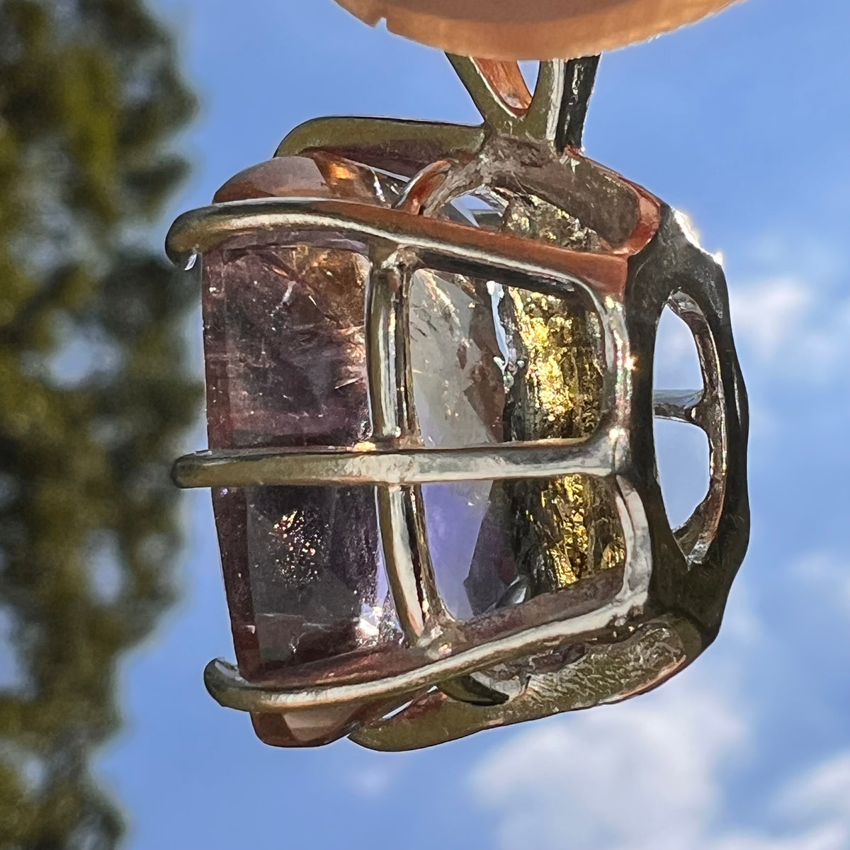 Moldavite & Ametrine Pendant Sterling Silver #8877-Moldavite Life