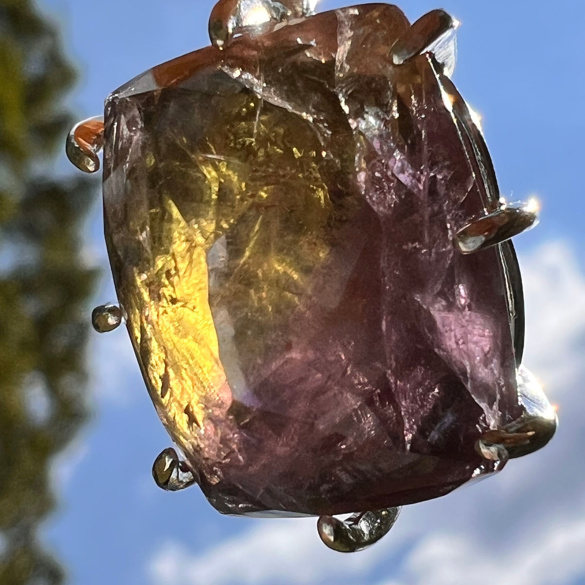 Moldavite & Ametrine Pendant Sterling Silver #8878-Moldavite Life