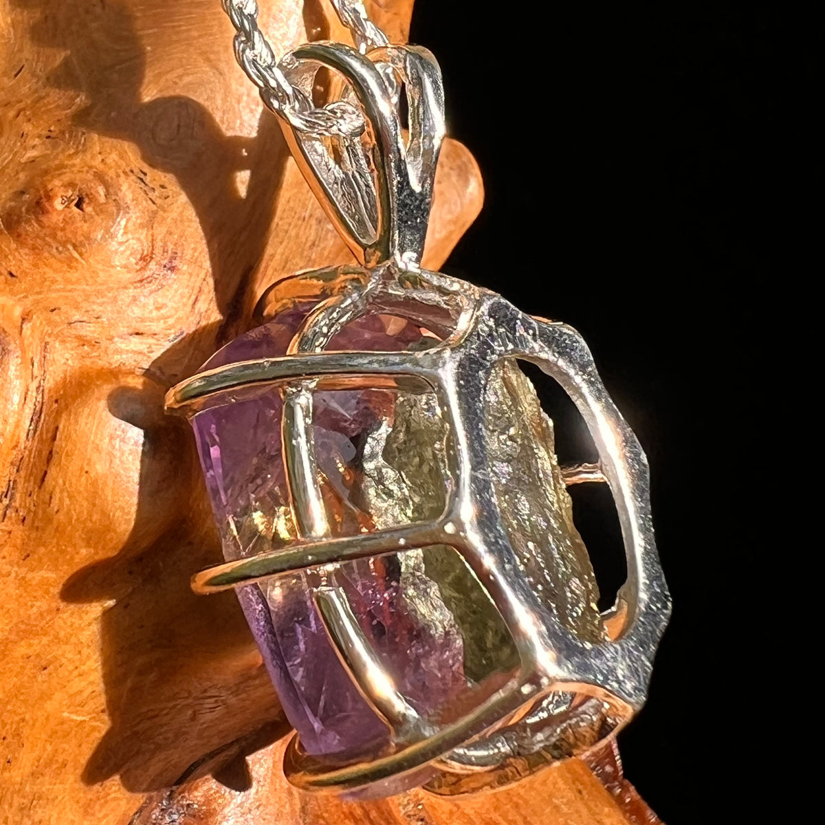 Moldavite & Ametrine Pendant Sterling Silver #8879-Moldavite Life