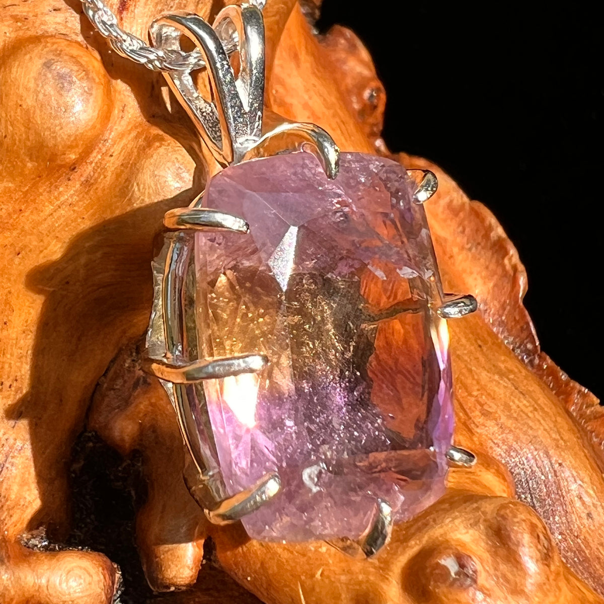 Moldavite & Ametrine Pendant Sterling Silver #8879-Moldavite Life