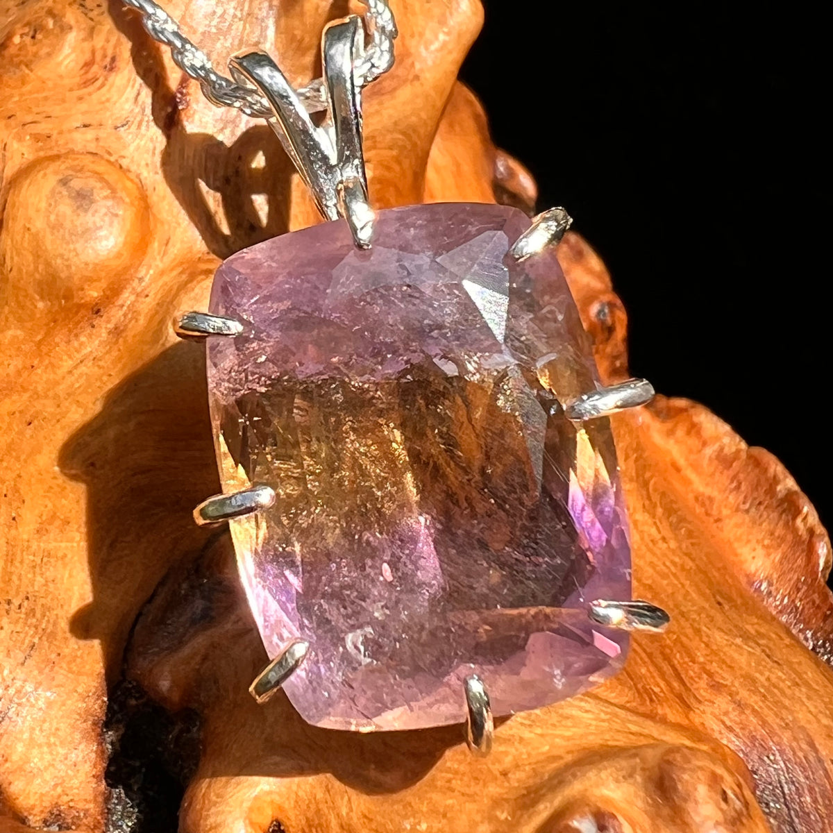 Moldavite & Ametrine Pendant Sterling Silver #8879-Moldavite Life