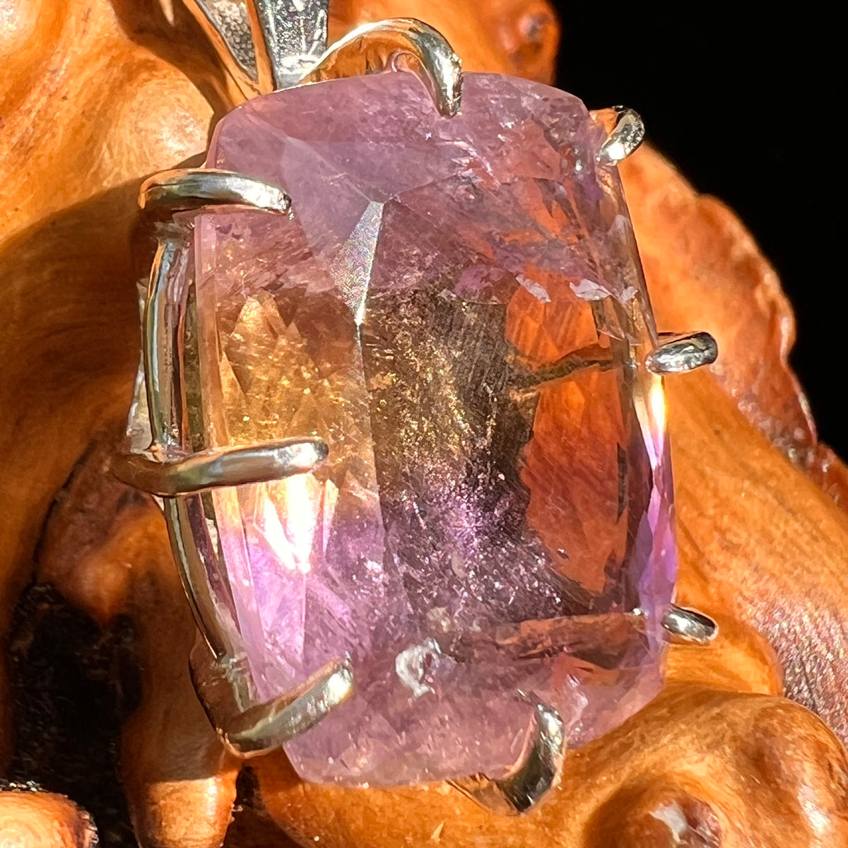 Moldavite & Ametrine Pendant Sterling Silver #8879-Moldavite Life