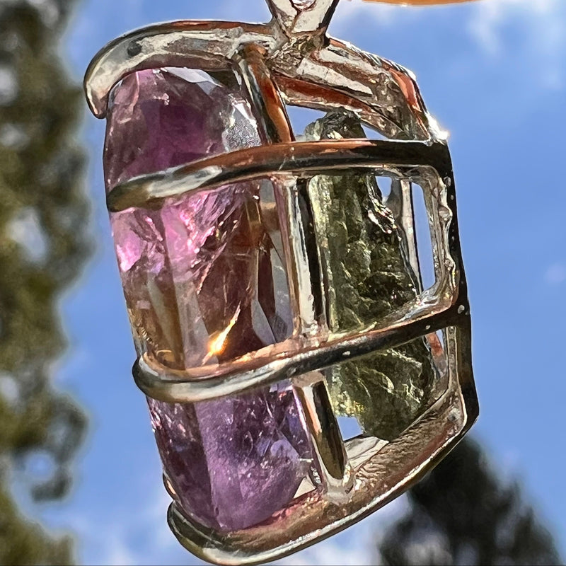 Moldavite & Ametrine Pendant Sterling Silver #8879-Moldavite Life