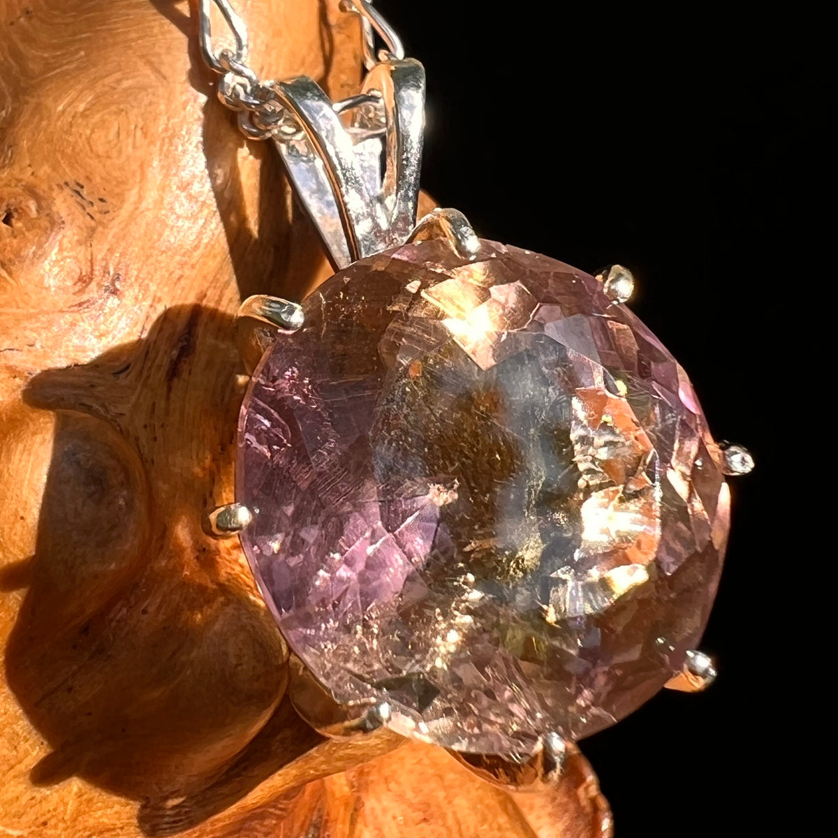 Moldavite & Ametrine Pendant Sterling Silver #8880-Moldavite Life