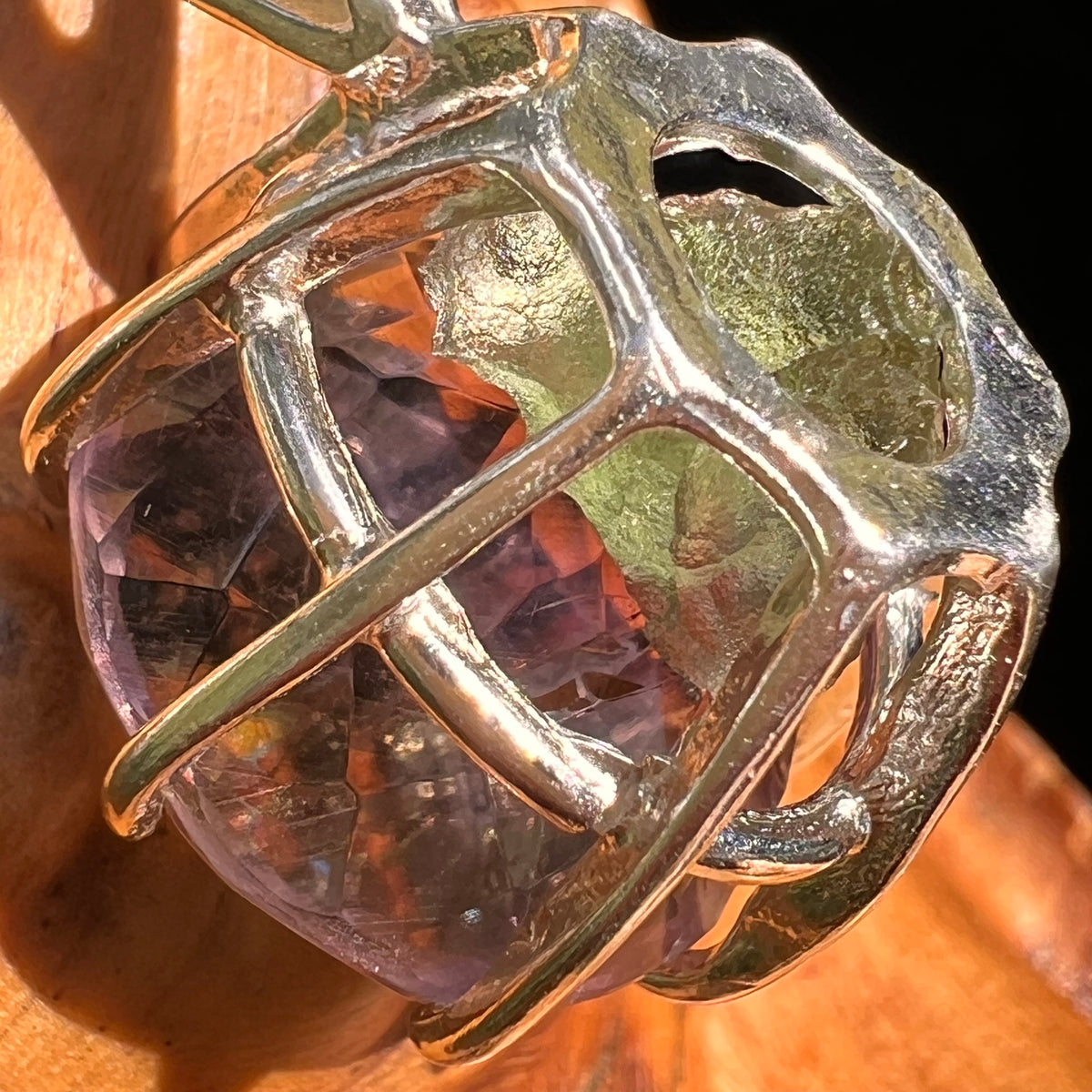 Moldavite & Ametrine Pendant Sterling Silver #8880-Moldavite Life