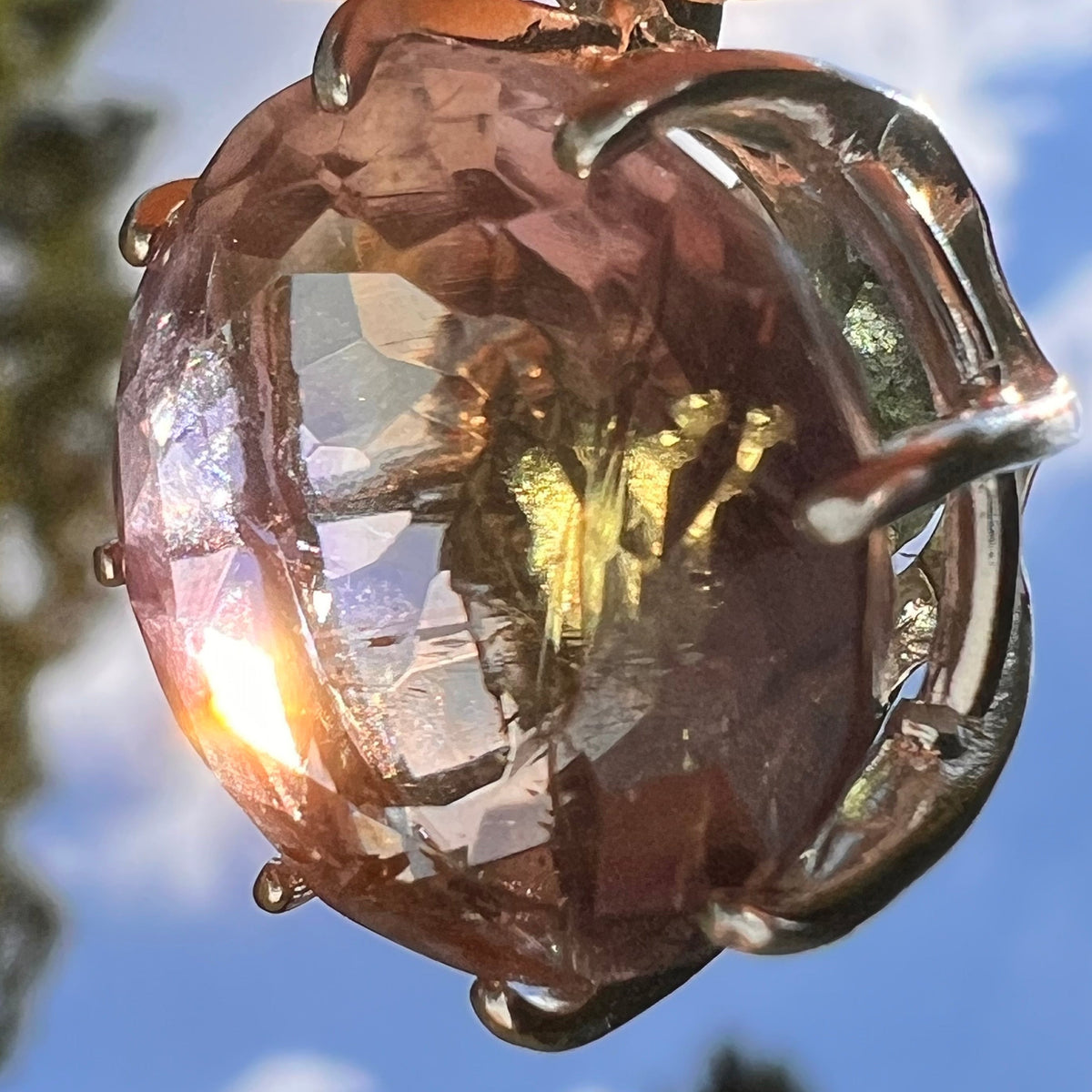 Moldavite & Ametrine Pendant Sterling Silver #8880-Moldavite Life