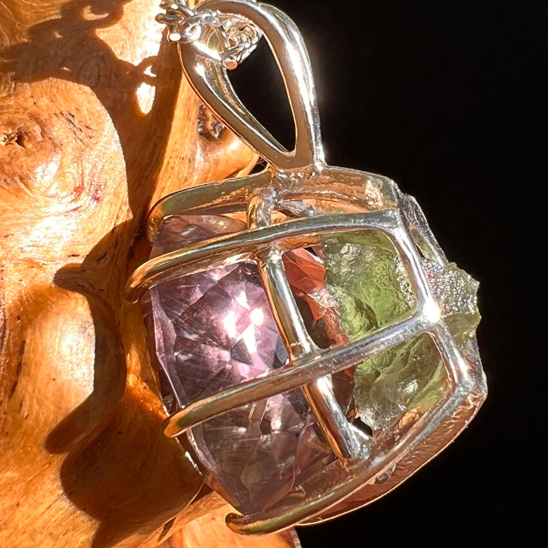 Moldavite & Ametrine Pendant Sterling Silver #8880-Moldavite Life