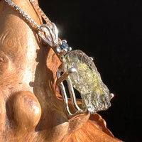Moldavite & Blue Sapphire Necklace Sterling Silver #5043-Moldavite Life