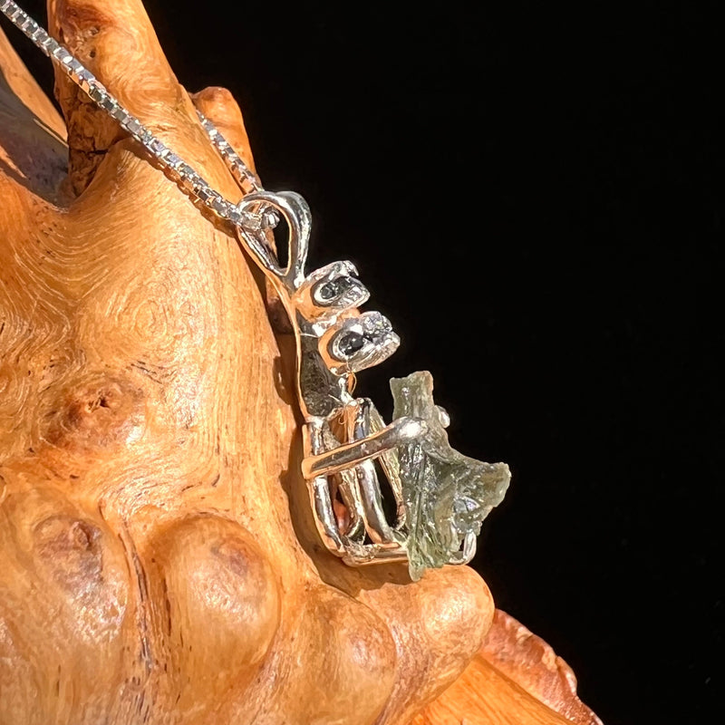 Moldavite & Brookite Necklace Sterling Silver #5594-Moldavite Life