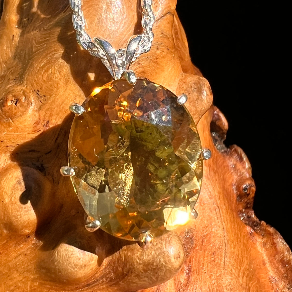 Moldavite & Citrine "Hidden Gem" Pendant Sterling Silver #8498-Moldavite Life