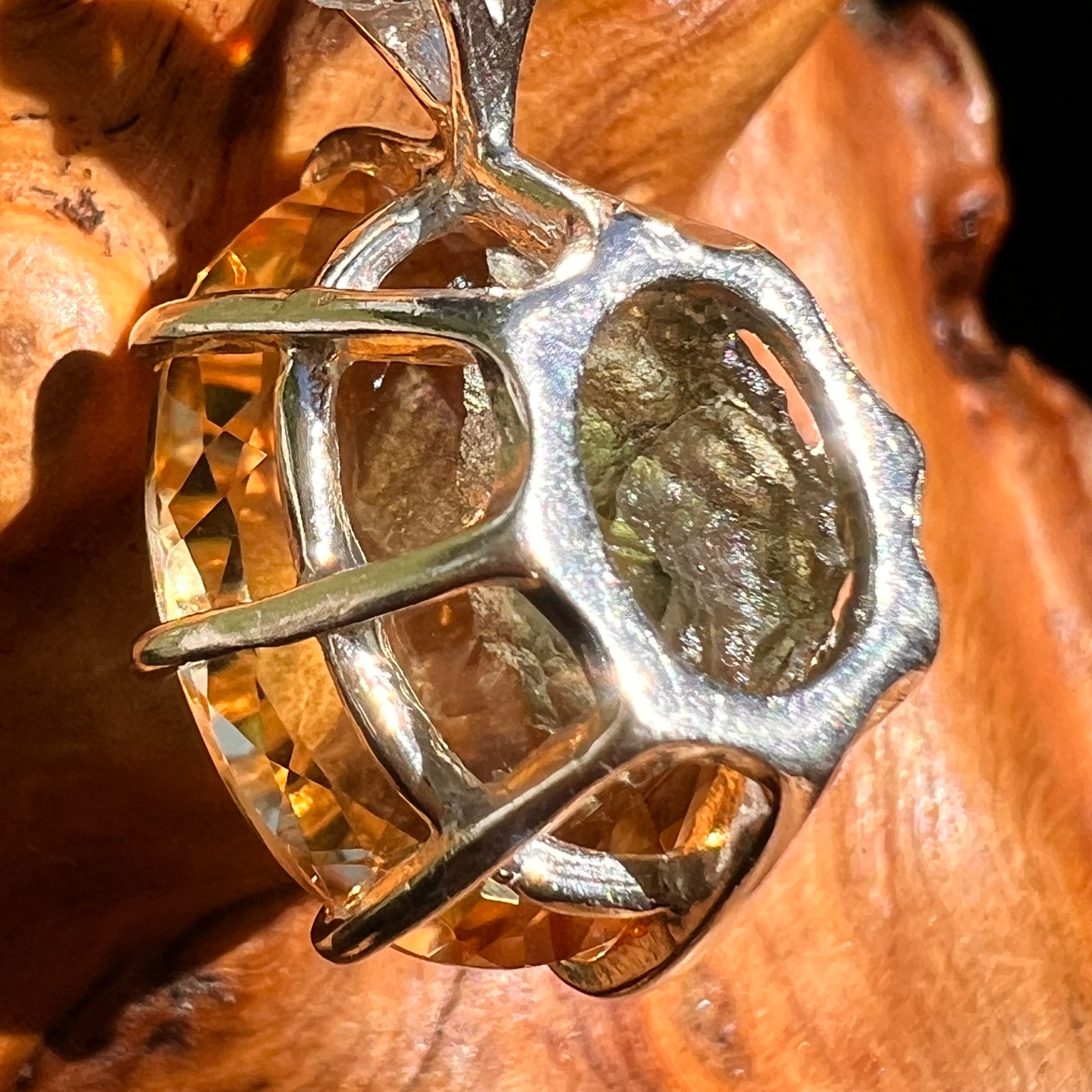 Moldavite & Citrine "Hidden Gem" Pendant Sterling Silver #8498-Moldavite Life