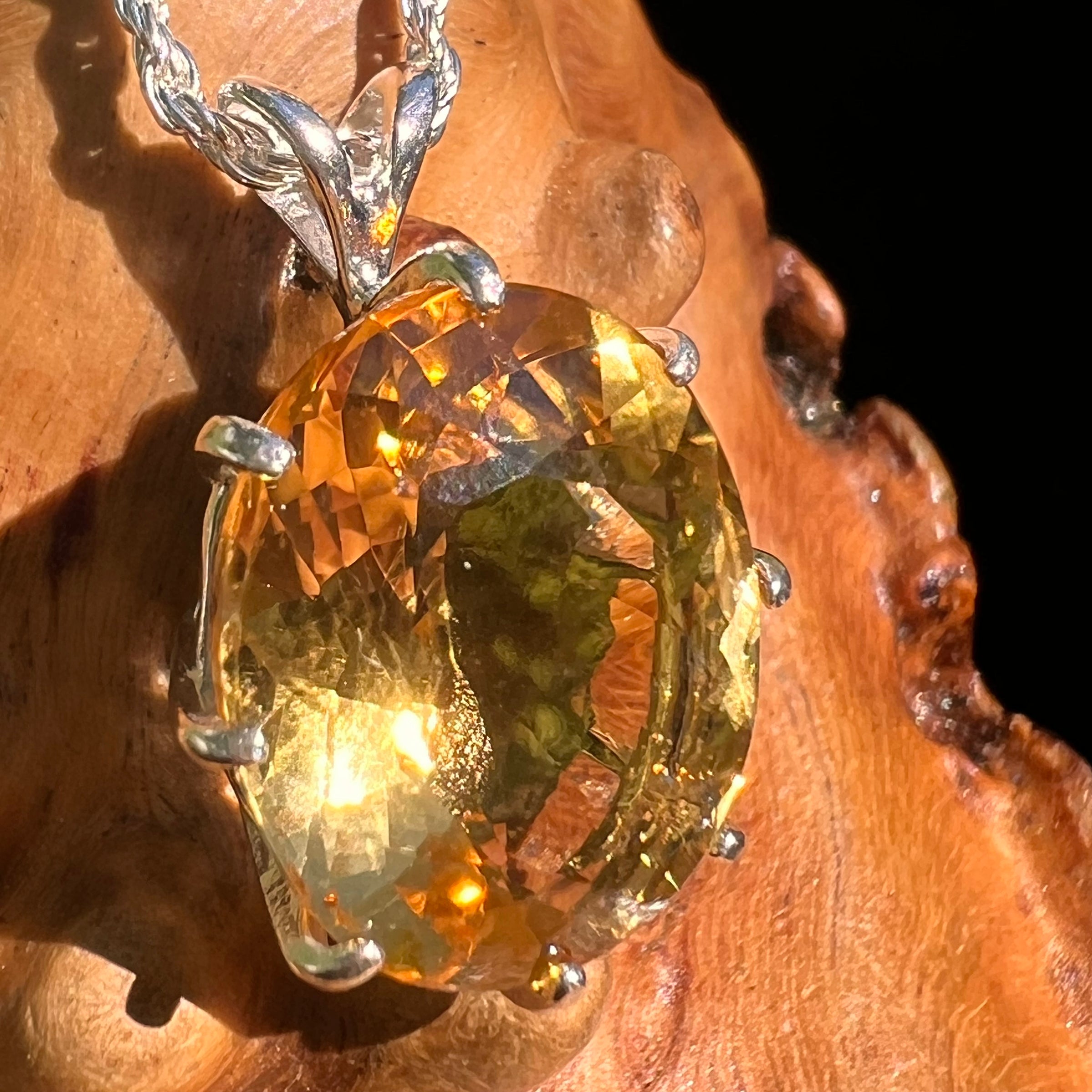 Moldavite & Citrine "Hidden Gem" Pendant Sterling Silver #8498-Moldavite Life