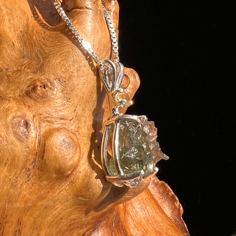 Moldavite & Citrine Necklace Sterling Silver #5510-Moldavite Life