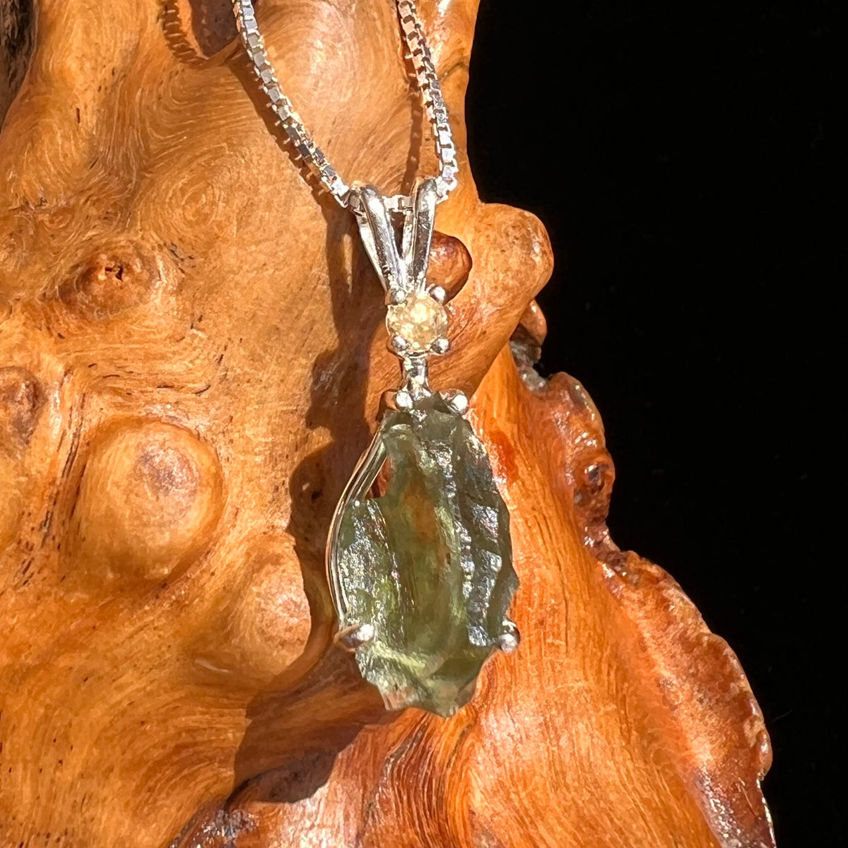 Moldavite & Citrine Necklace Sterling Silver #5513-Moldavite Life